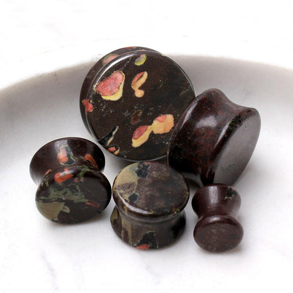 Natural Plum Blossom Jade Stone Saddle Plug Plugs Impulse Piercings