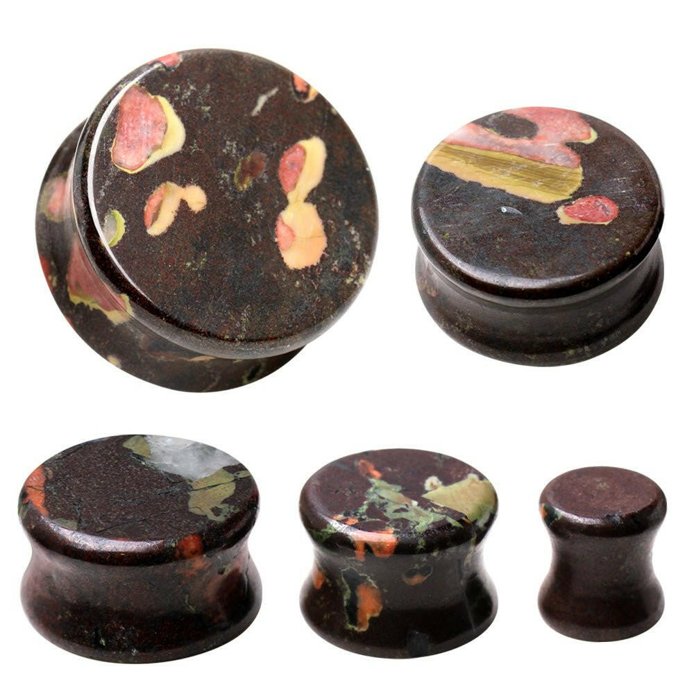 Natural Plum Blossom Jade Stone Saddle Plug Plugs Impulse Piercings