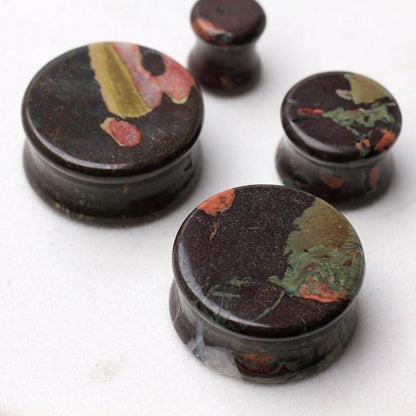 Natural Plum Blossom Jade Stone Saddle Plug Plugs Impulse Piercings