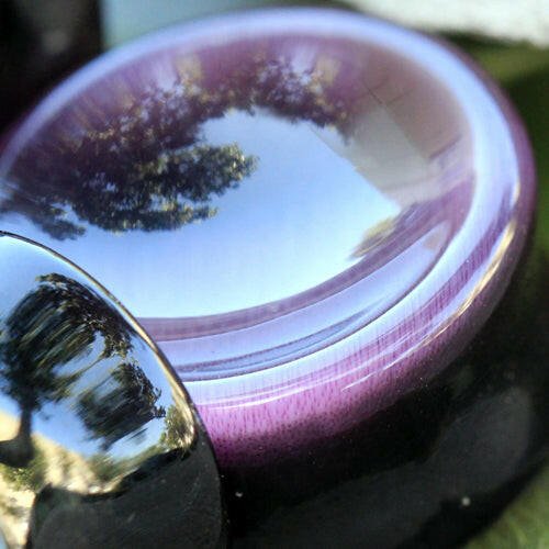 Natural Purple Cat's Eye Concave Stone Saddle Plug Plugs Impulse Piercings