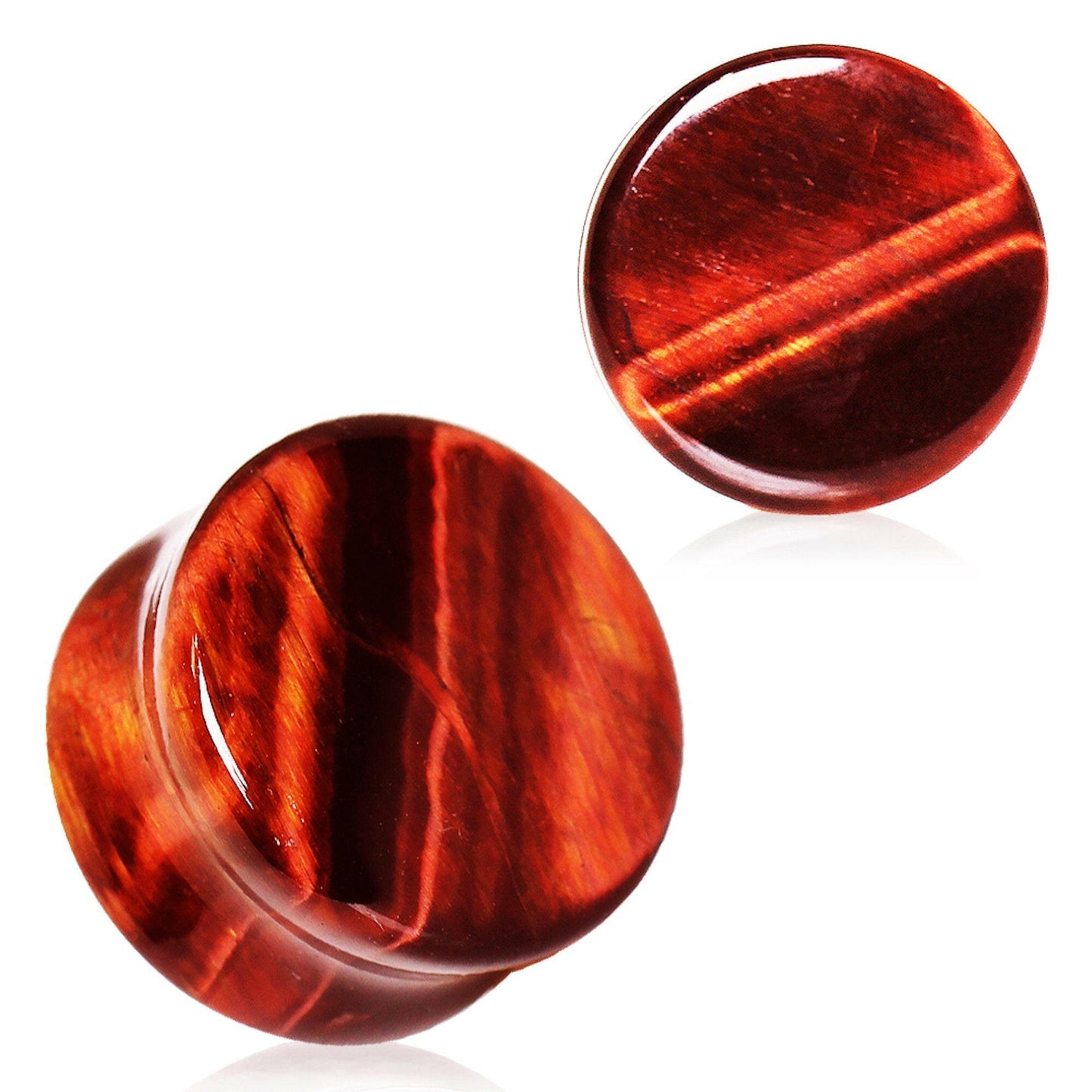 Natural Red Tiger Eye Stone Saddle Plug Plugs Impulse Piercings 4 gauge (5mm)