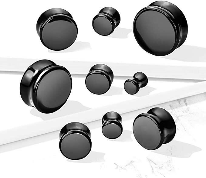 Natural Stone Black Obsidian Double Flare Plugs Plugs Impulse Piercings