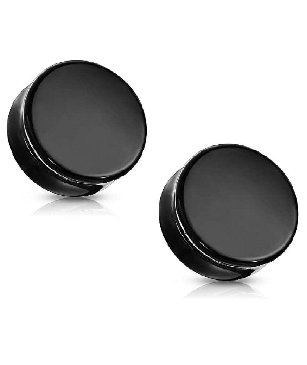 Natural Stone Black Obsidian Double Flare Plugs Plugs Impulse Piercings 4GA (5mm)