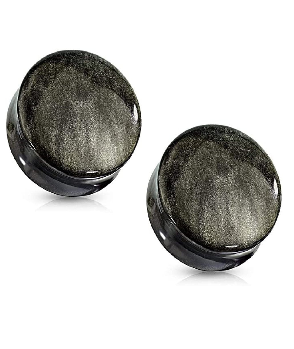 Natural Stone Golden Obsidian Convex Double Flared Plugs Plugs Impulse Piercings 2GA (6mm)