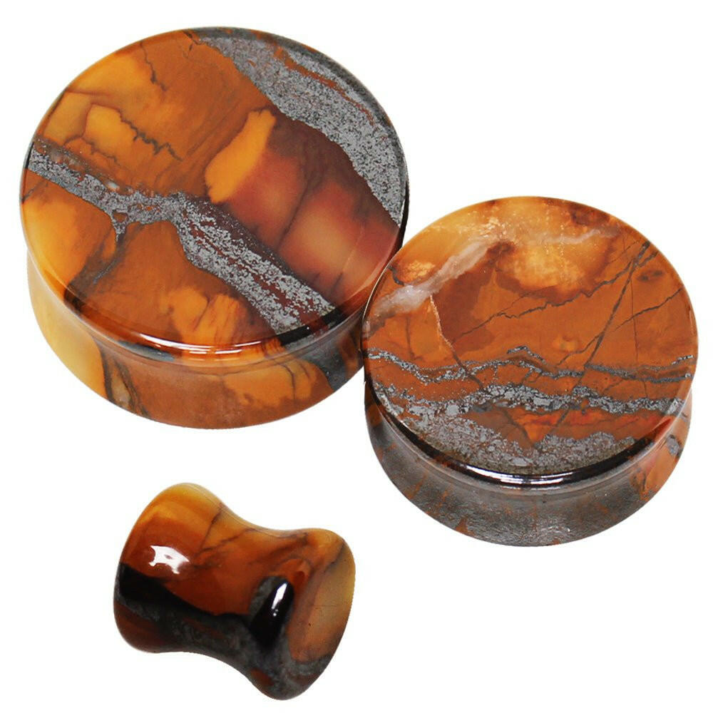 Natural Sunset Jasper Stone Saddle Plug Plugs Impulse Piercings 6GA