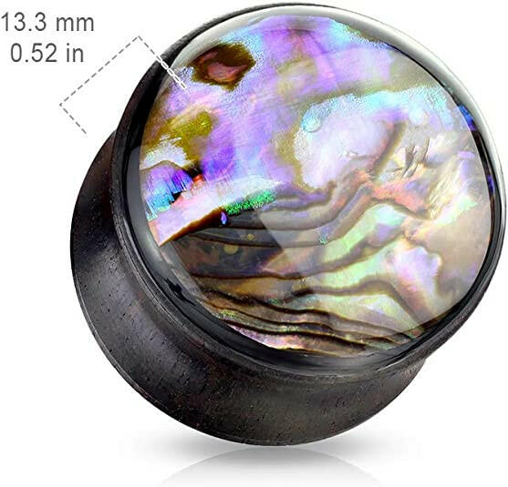 Natural Wood Multi Color Shell Inlaid Front Double Flared Saddle Plugs Plugs Impulse Piercings