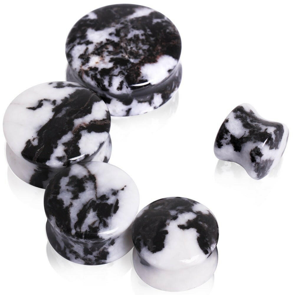 Natural Zebra Stone Saddle Plug Plugs Impulse Piercings 6 gauge (4mm)