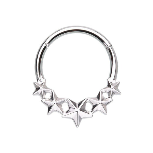 Nautical Star Cluster Steel Seamless Hinged Clicker Ring Impulse Piercings 16 GA (1.2mm) / 8mm