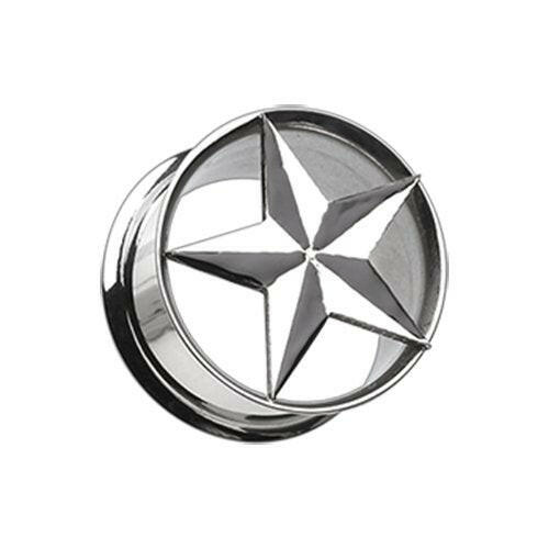 Nautical Star Hollow Steel Double Flared Ear Gauge Plug Plugs Impulse Piercings 2 gauge (6.5mm)