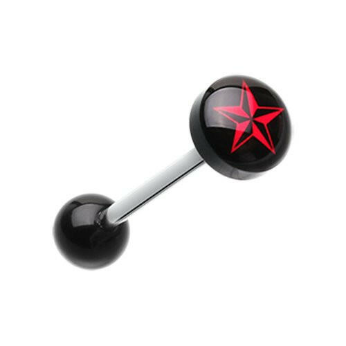 Nautical Star Logo Acrylic Barbell Tongue Ring Barbell Impulse Piercings