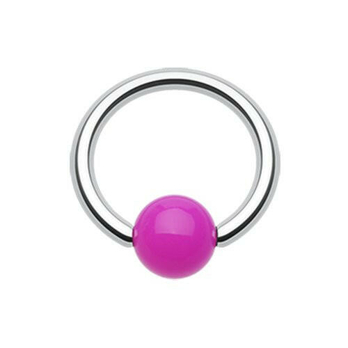 Neon Acrylic Ball Top Captive Bead Ring Captive Bead Impulse Piercings 5/16" (8mm) 5/32" (4mm) Purple