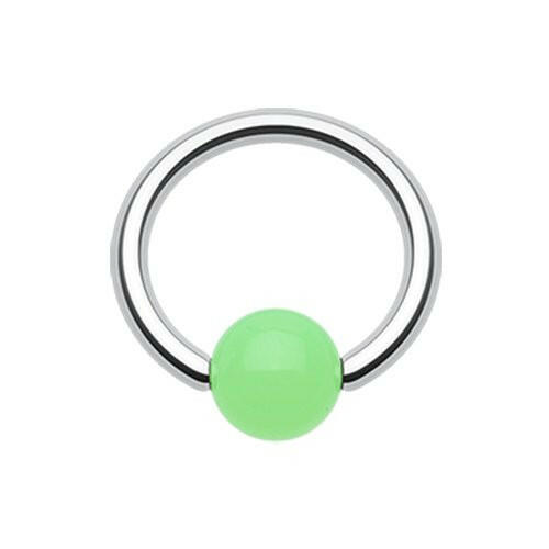 Neon Acrylic Ball Top Captive Bead Ring Captive Bead Impulse Piercings 5/16" (8mm) 5/32" (4mm) Green