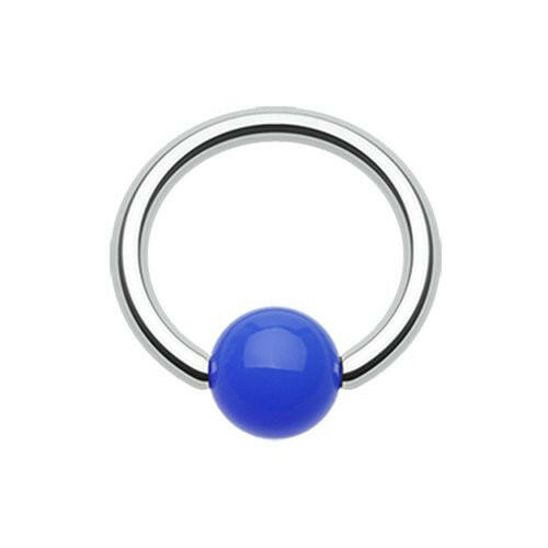 Neon Acrylic Ball Top Captive Bead Ring Captive Bead Impulse Piercings 3/8" (10mm) 3/16" (5mm) Blue