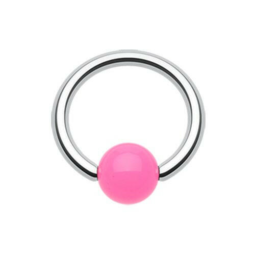 Neon Acrylic Ball Top Captive Bead Ring Captive Bead Impulse Piercings 5/16" (8mm) 5/32" (4mm) Pink