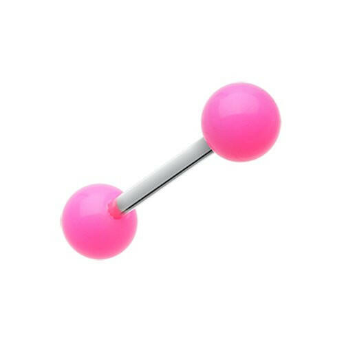 Neon Acrylic Barbell Tongue Ring Barbell Impulse Piercings Pink