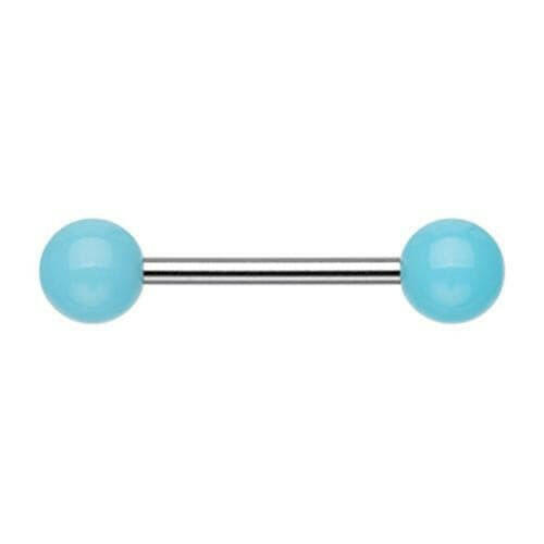 Neon Acrylic Basic Nipple Barbell Nipple Ring Impulse Piercings 14 GA (1.6mm) Light Blue