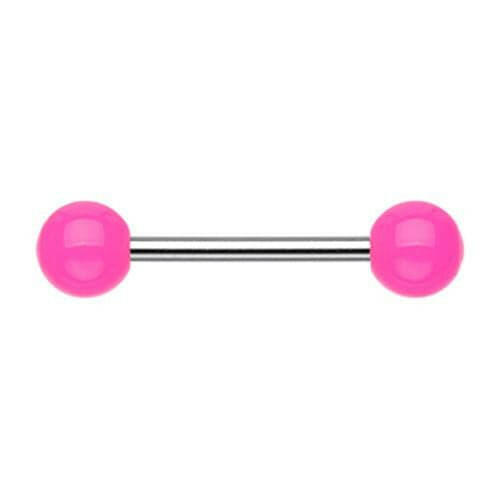 Neon Acrylic Basic Nipple Barbell Nipple Ring Impulse Piercings 14 GA (1.6mm) Pink