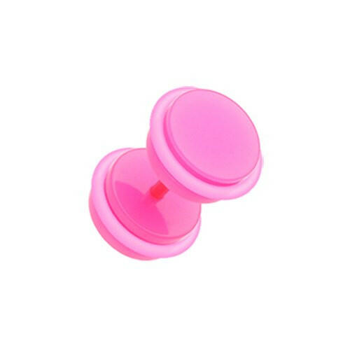 Neon Acrylic Fake Plug with O-Rings Fake Plug Impulse Piercings 5/16" (8mm) 16 gauge (1.2mm) Pink