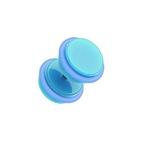 Neon Acrylic Fake Plug with O-Rings Fake Plug Impulse Piercings 5/16" (8mm) 16 gauge (1.2mm) Light Blue