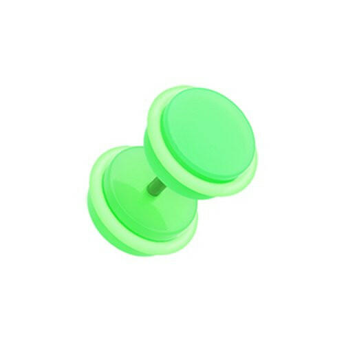 Neon Acrylic Fake Plug with O-Rings Fake Plug Impulse Piercings 5/16" (8mm) 16 gauge (1.2mm) Green