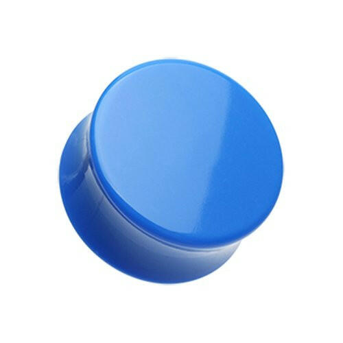 Neon Colored Acrylic Double Flared Ear Gauge Plug Earrings Plug Earrings Impulse Piercings 10 GA (2.4mm) Blue