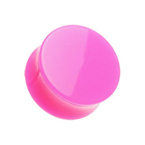 Neon Colored Acrylic Double Flared Ear Gauge Plug Earrings Plug Earrings Impulse Piercings 10 GA (2.4mm) Pink