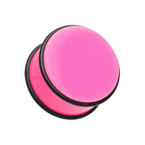 Neon Colored Acrylic No Flare Ear Gauge Plug Plugs Impulse Piercings 10 gauge (2.4mm) Pink