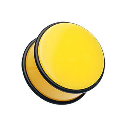 Neon Colored Acrylic No Flare Ear Gauge Plug Plugs Impulse Piercings 10 gauge (2.4mm) Yellow