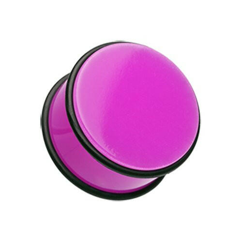 Neon Colored Acrylic No Flare Ear Gauge Plug Plugs Impulse Piercings 10 gauge (2.4mm) Purple