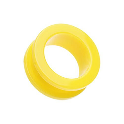 Neon Colored Acrylic Screw-Fit Ear Gauge Tunnel Plug Plugs Impulse Piercings 10 gauge (2.4mm) Yellow