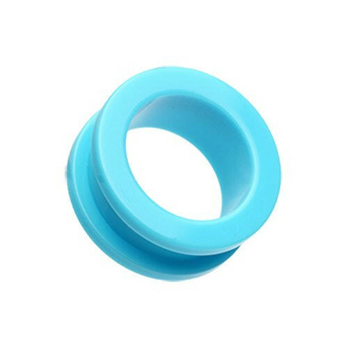 Neon Colored Acrylic Screw-Fit Ear Gauge Tunnel Plug Plugs Impulse Piercings 10 gauge (2.4mm) Light Blue