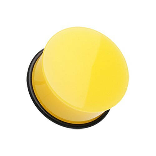 Neon Colored Acrylic Single Flared Ear Gauge Plug Plugs Impulse Piercings 10 gauge (2.4mm) Yellow