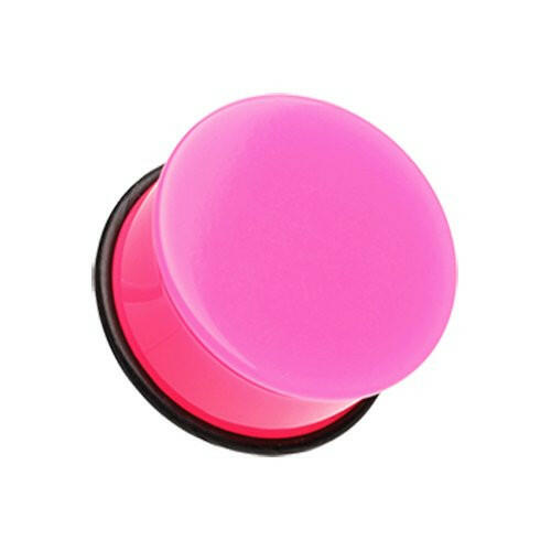 Neon Colored Acrylic Single Flared Ear Gauge Plug Plugs Impulse Piercings 10 gauge (2.4mm) Pink