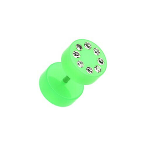 Neon Multi Gem Solid Acrylic Fake Plug Fake Plug Impulse Piercings 16 gauge (1.2mm) Green