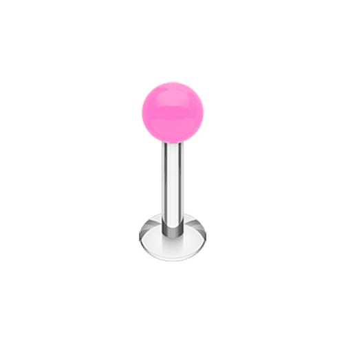 Neon UV Acrylic Ball Top Labret Labret Impulse Piercings 5/16" (8mm) 5/32" (4mm) Pink