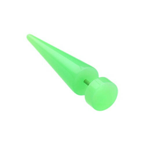 Neon UV Acrylic Fake Taper Fake Plug Earrings Impulse Piercings 1/4" (6mm) 18 gauge(1mm) Green