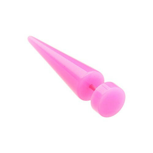 Neon UV Acrylic Fake Taper Fake Plug Earrings Impulse Piercings 1/4" (6mm) 18 gauge(1mm) Pink