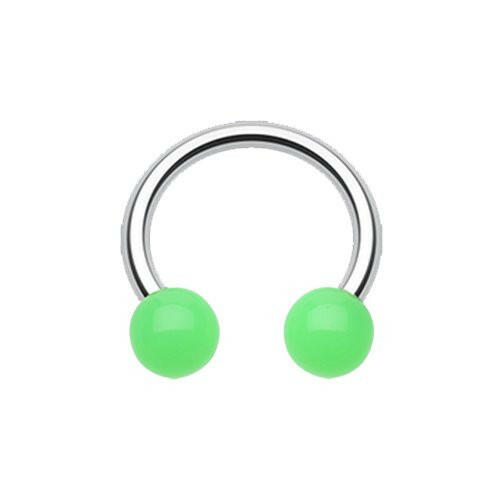 Neon UV Acrylic Horseshoe Circular Barbell Circular Barbell Impulse Piercings 5/16" (8mm) 1/8" (3mm) Green