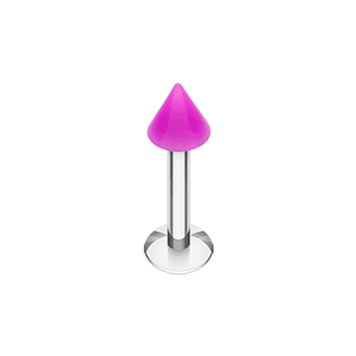 Neon UV Acrylic Spike Top Labret Labret Impulse Piercings 16 GA (1.2mm) 5/32" (4mm) Purple