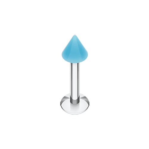 Neon UV Acrylic Spike Top Labret Labret Impulse Piercings 16 GA (1.2mm) 5/32" (4mm) Light Blue