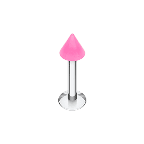 Neon UV Acrylic Spike Top Labret Labret Impulse Piercings 16 GA (1.2mm) 5/32" (4mm) Pink