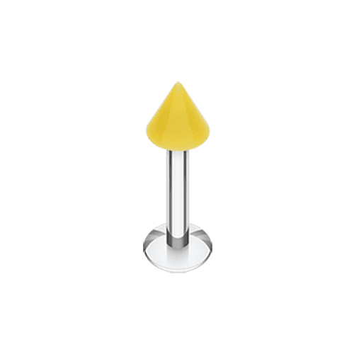 Neon UV Acrylic Spike Top Labret Labret Impulse Piercings 16 GA (1.2mm) 5/32" (4mm) Yellow