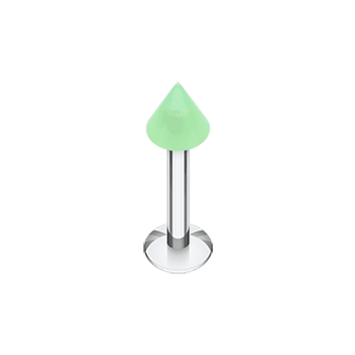 Neon UV Acrylic Spike Top Labret Labret Impulse Piercings 16 GA (1.2mm) 5/32" (4mm) Green