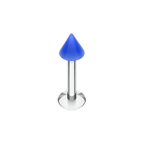 Neon UV Acrylic Spike Top Labret Labret Impulse Piercings 16 GA (1.2mm) 5/32" (4mm) Blue