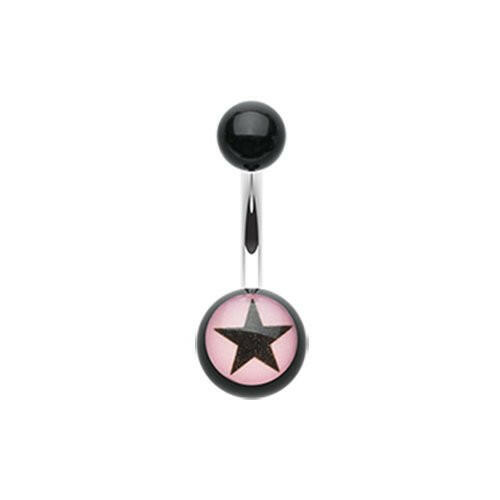 Nova Star Acrylic Belly Button Ring Navel Ring Impulse Piercings Pink