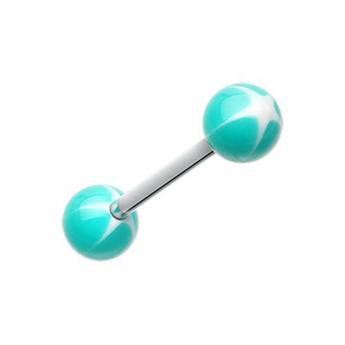 Nova Star Acrylic Top Barbell Tongue Ring Barbell Impulse Piercings Teal/White