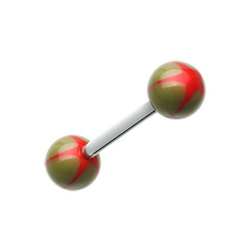 Nova Star Acrylic Top Barbell Tongue Ring Barbell Impulse Piercings Olive/Red