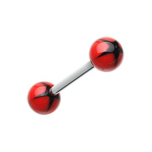 Nova Star Acrylic Top Barbell Tongue Ring Barbell Impulse Piercings Red/Black