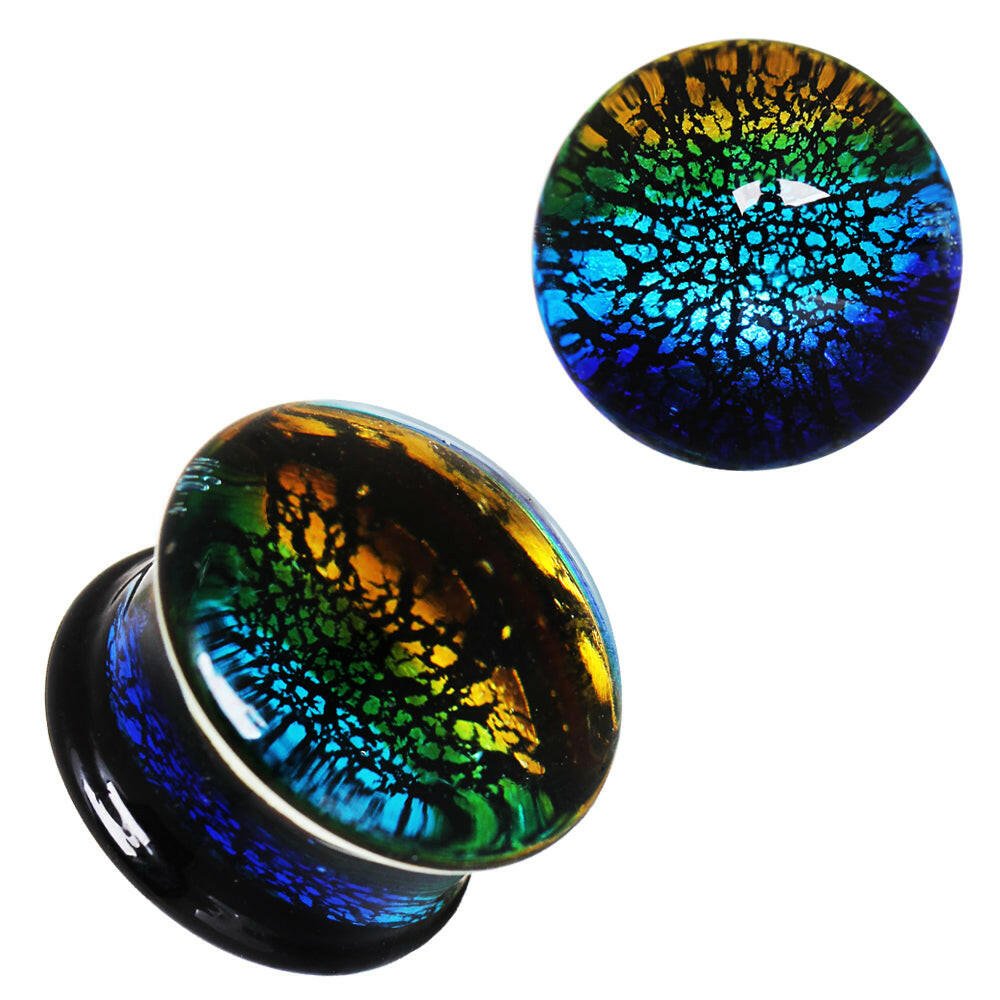 Oceanic Design Glass Saddle Plug Plugs Impulse Piercings 2 gauge (6mm)