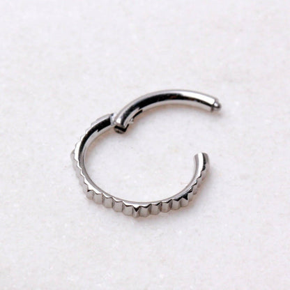 Octagonal Gear Design 316L Stainless Steel Hinged Clicker Ring Seamless Ring Impulse Piercings